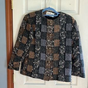 VTG-JohnMeyer-10-Check plaid, multicolored tweed, mohair blend, blazer/jacket.